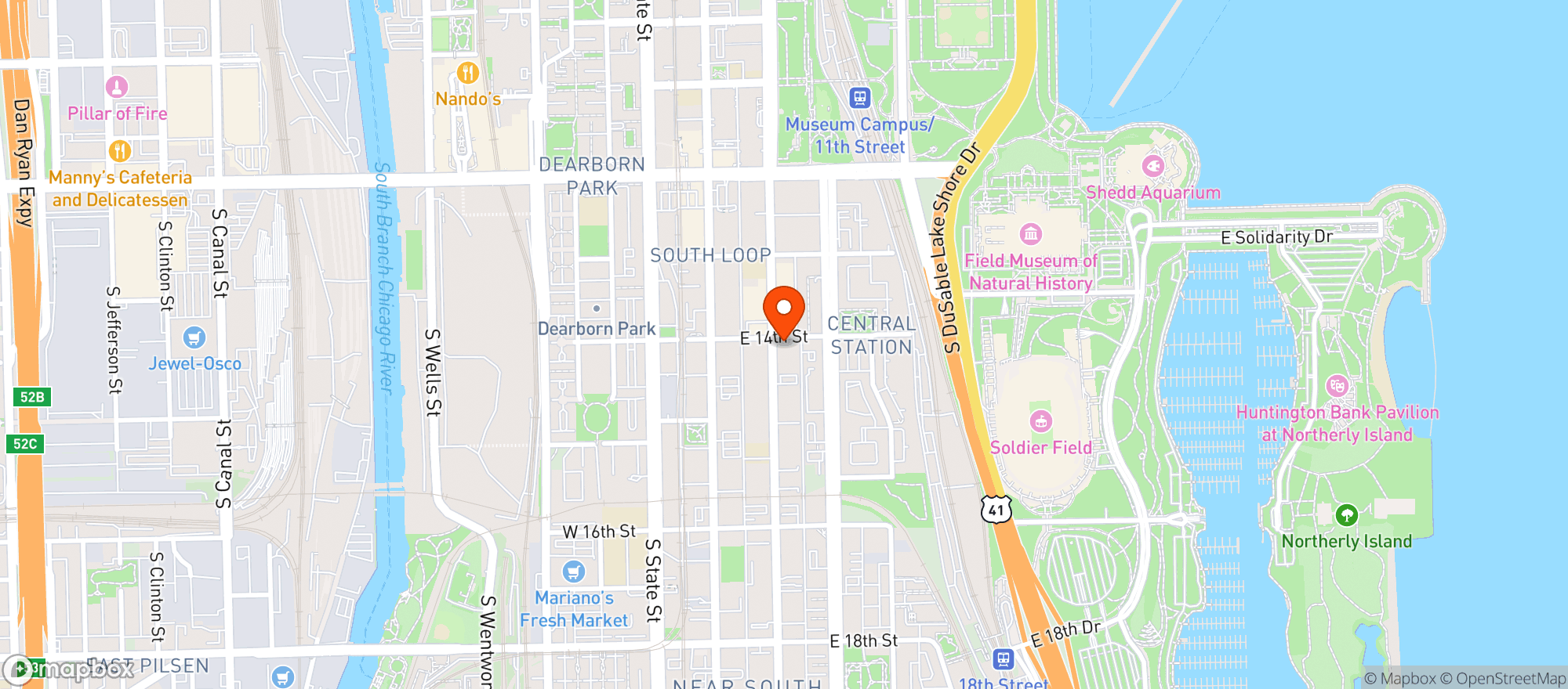 Map showing Chicago Firehouse Restaurant