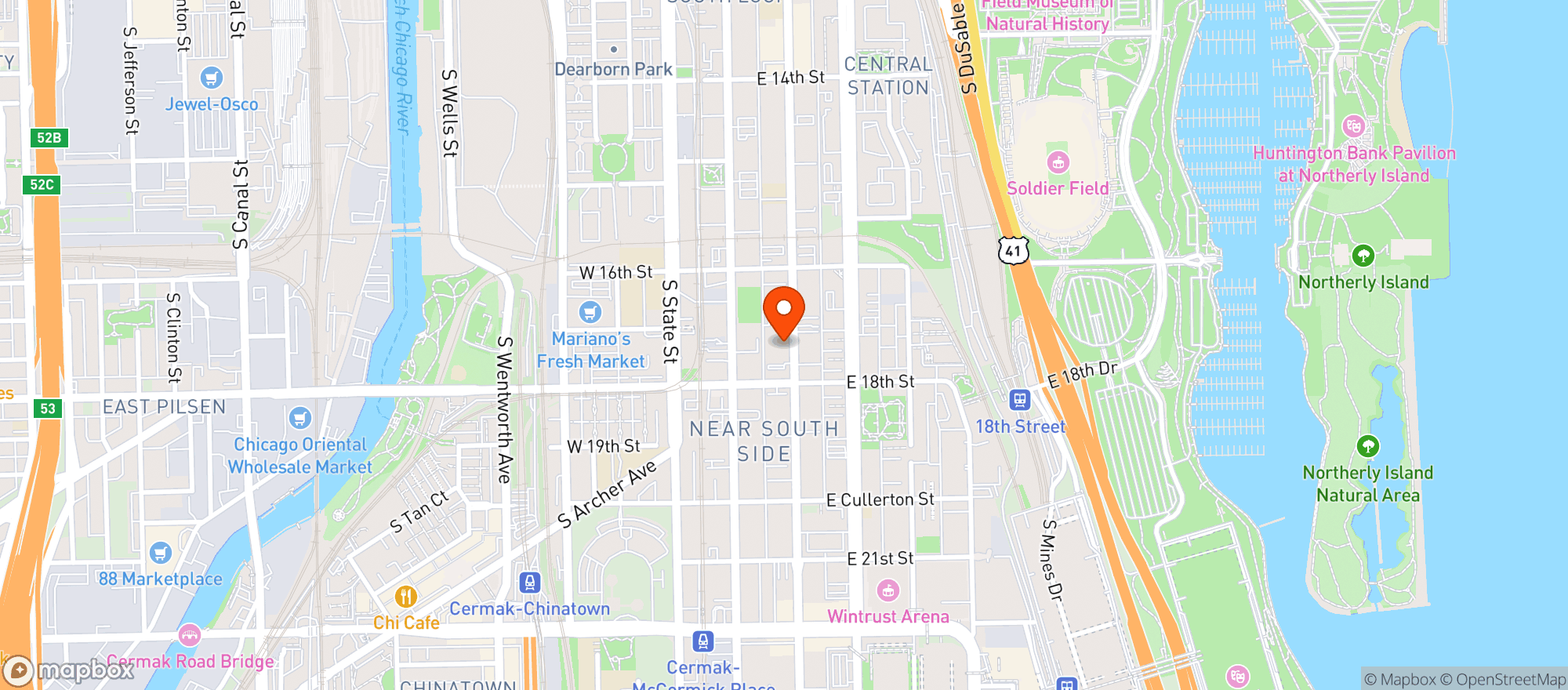 Map showing South Loop Market - Michigan
