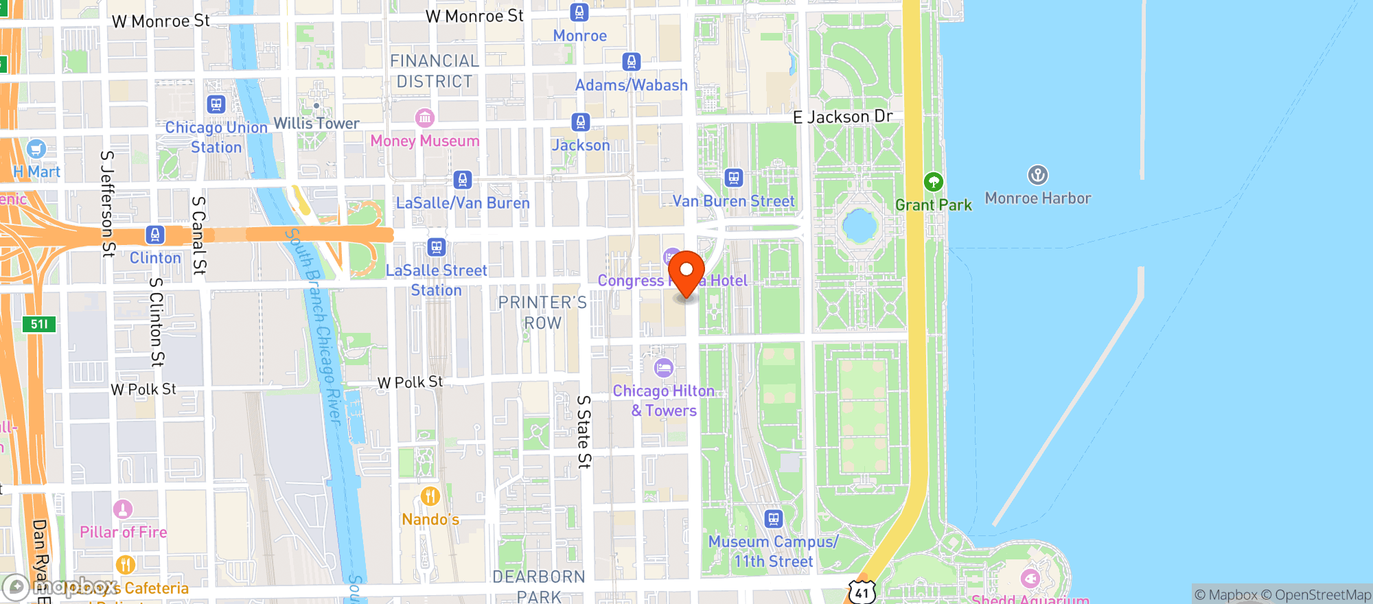 Map showing Blackstone Hotel #300