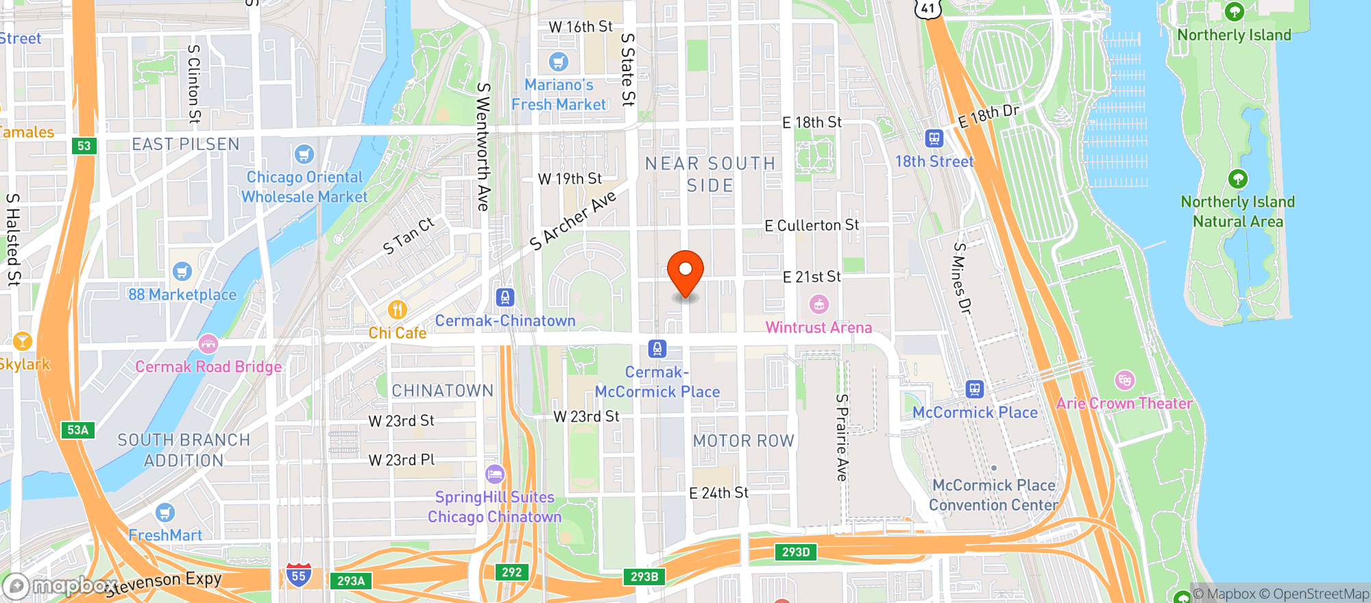 Map showing Spark'd South Loop