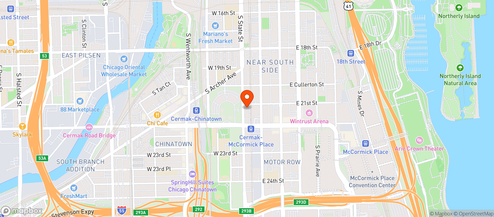 Map showing Reggies Chicago