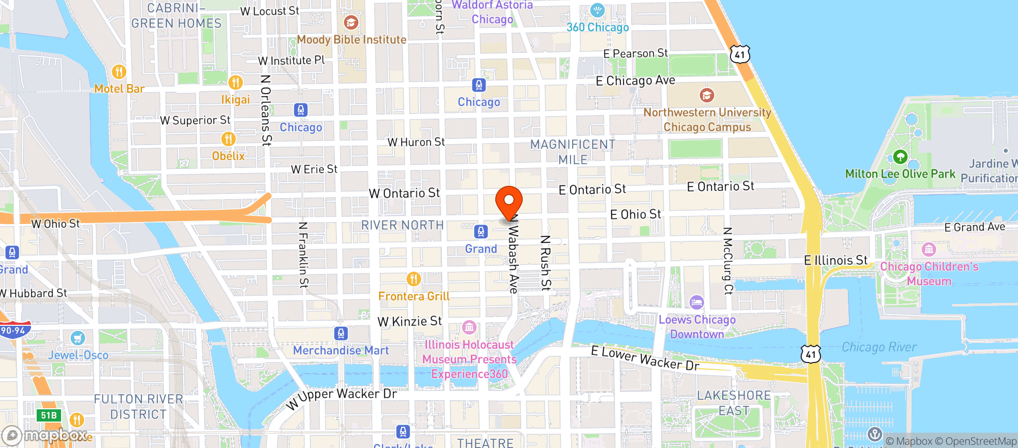 Map showing Pizzeria Uno