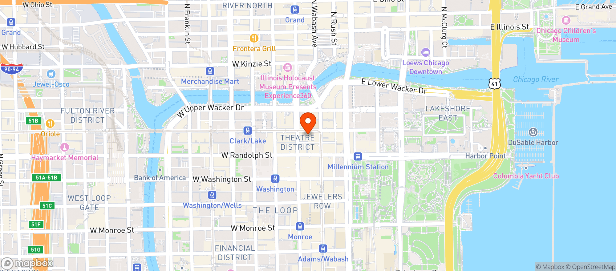 Map showing The Chicago Theater
