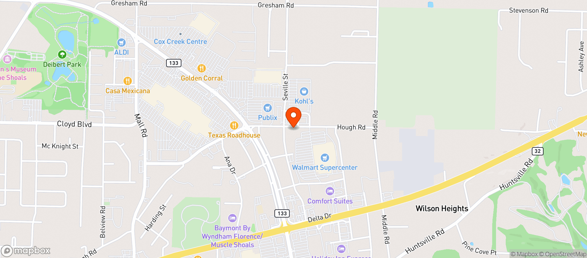 Map showing WALMART SUPERCENTER