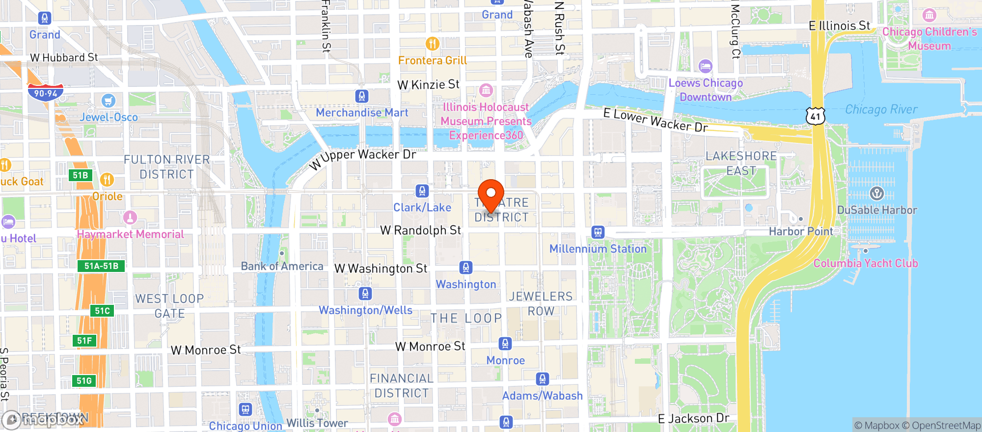Map showing Gene Siskel Film Center