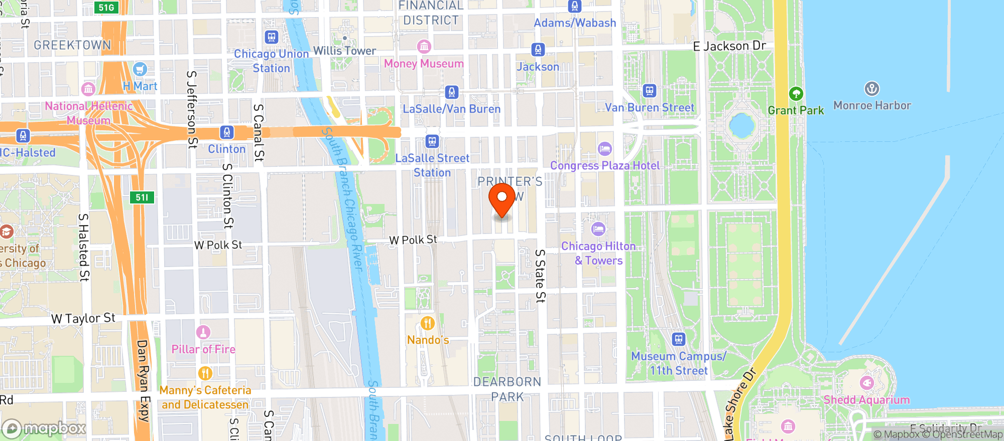 Map showing Roots Handmade Pizza