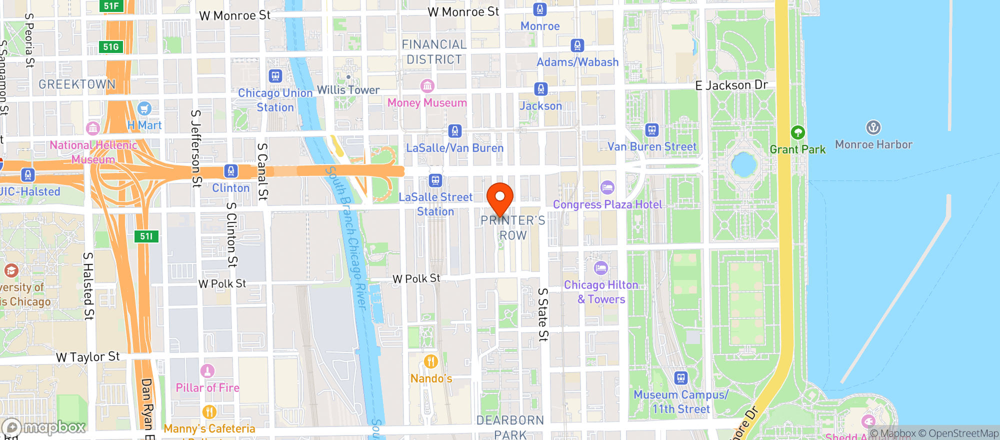 Map showing Senoritas Cantina