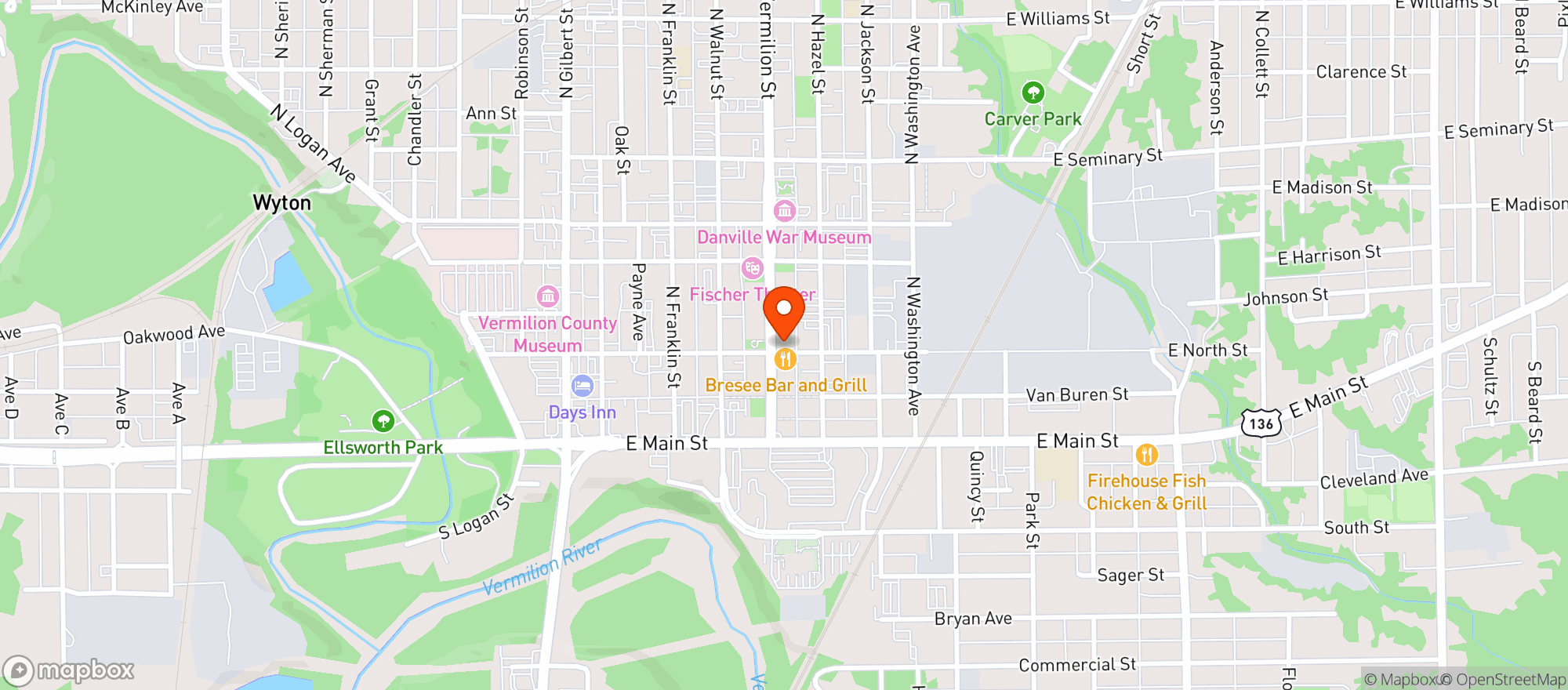 Map showing Vermilion River Beer Company