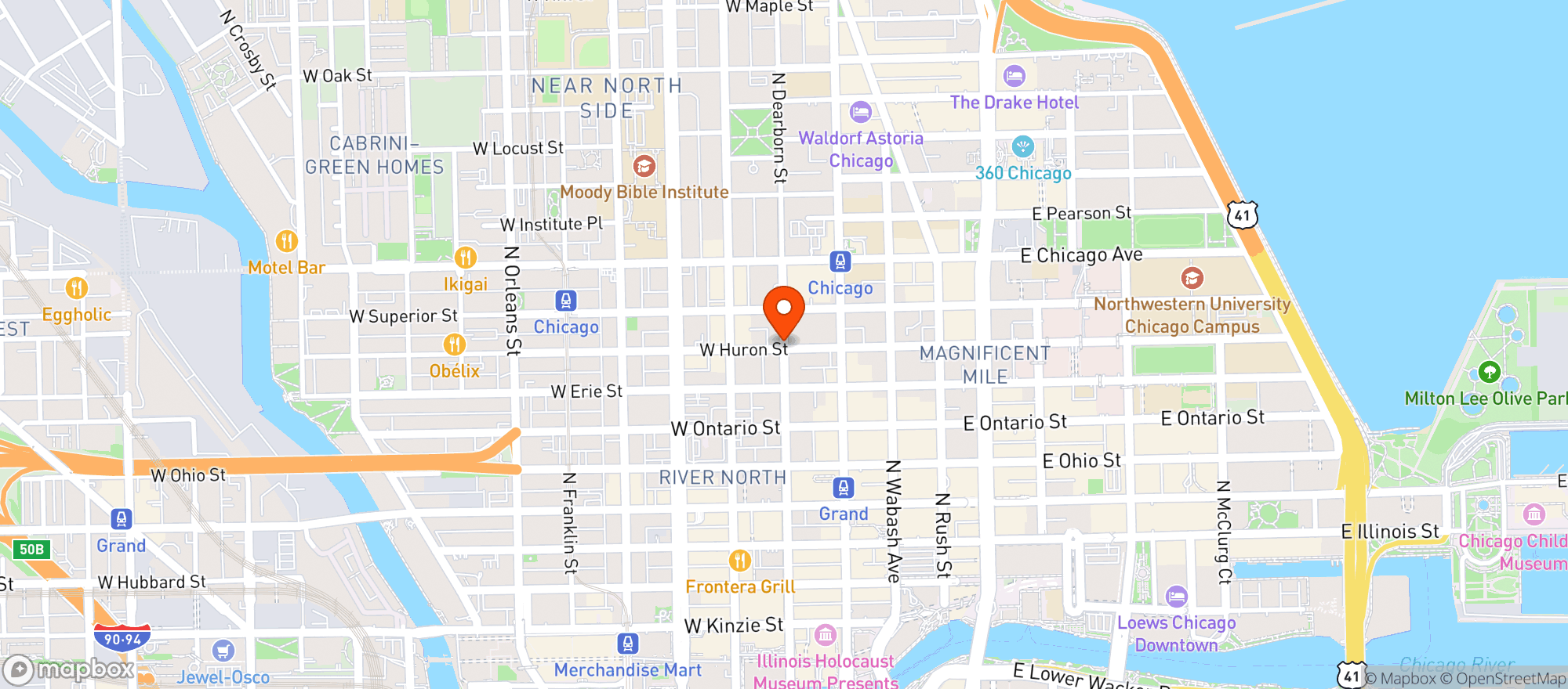 Map showing Whole Foods Market - River North