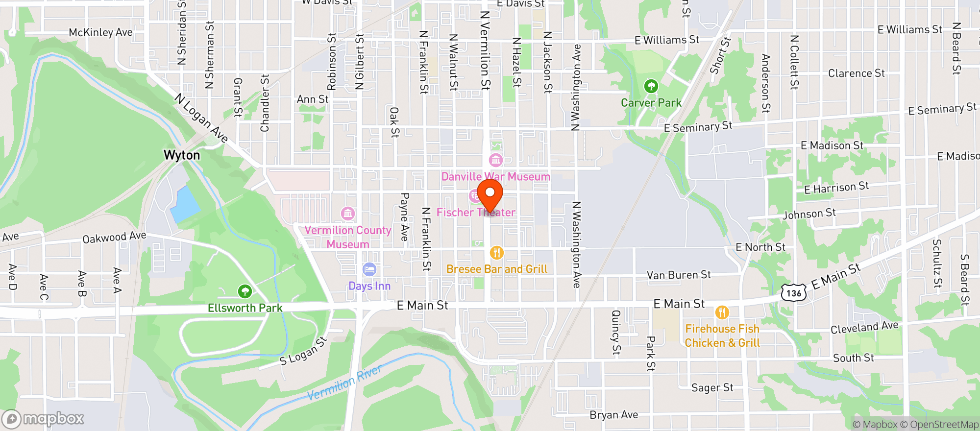 Map showing Obsidian Coffee