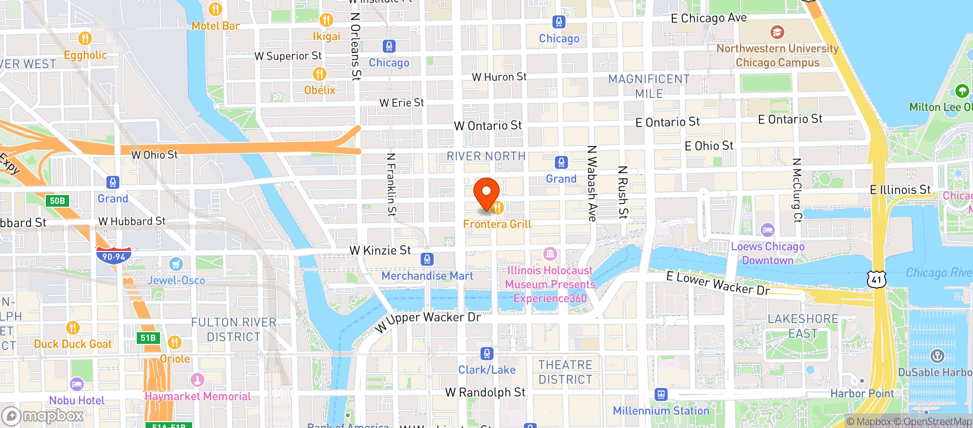 Map showing Sunnyside Cannabis Dispensary - River North