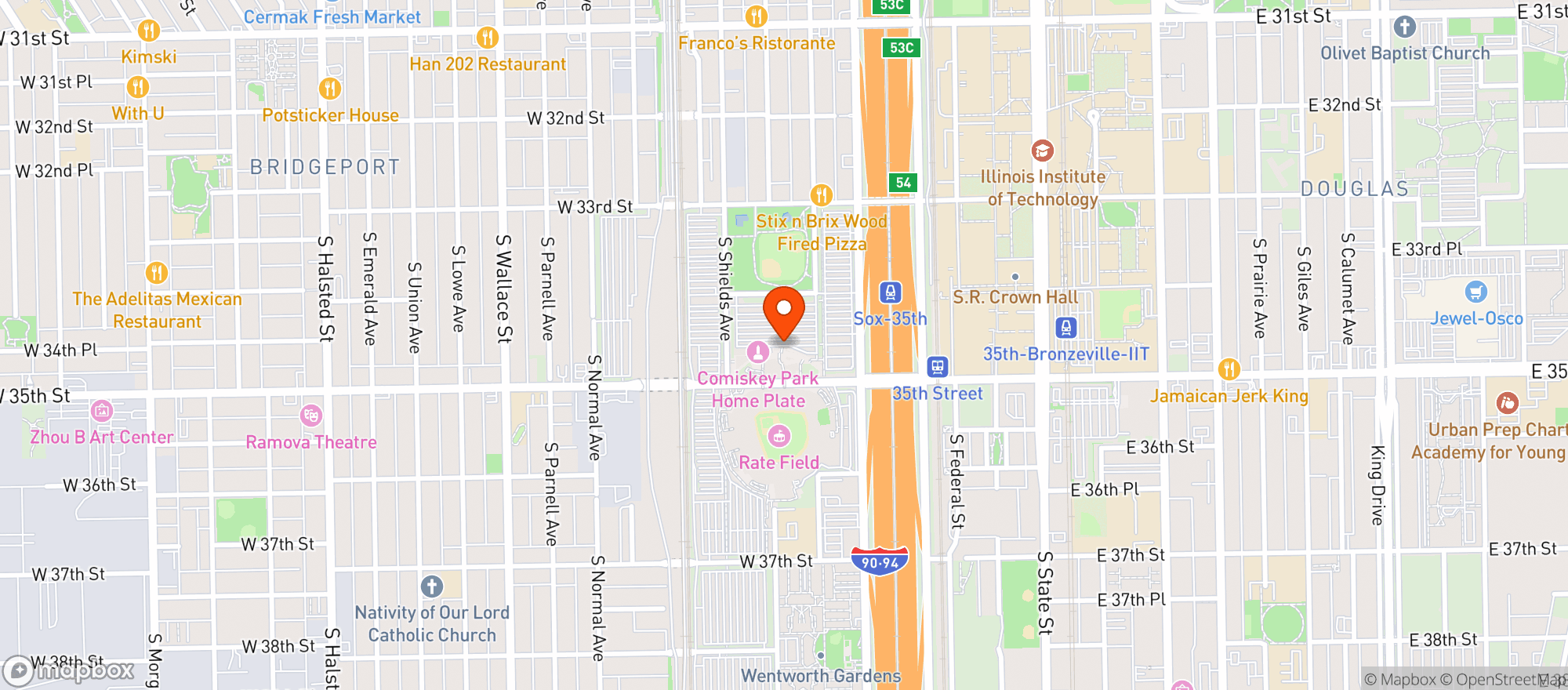 Map showing Guaranteed Rate / Sportservice