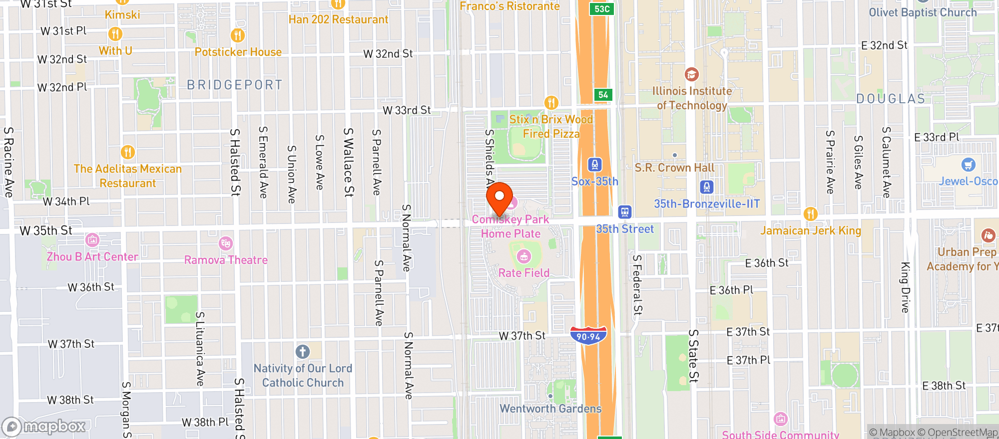 Map showing ChiSox Bar & Grill