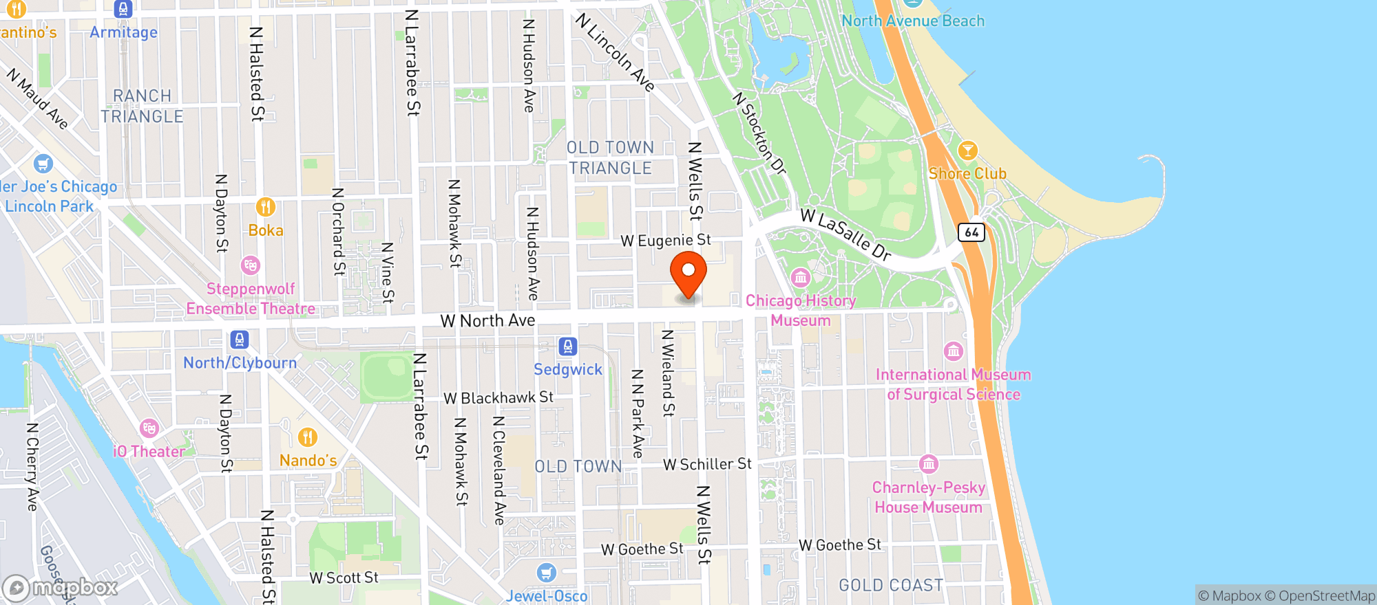 Map showing Second City/1959 Kitchen