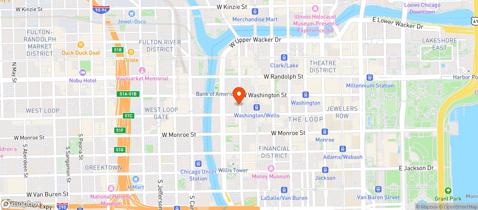 Map showing Hyatt Place Chicago/downtown-the Loop