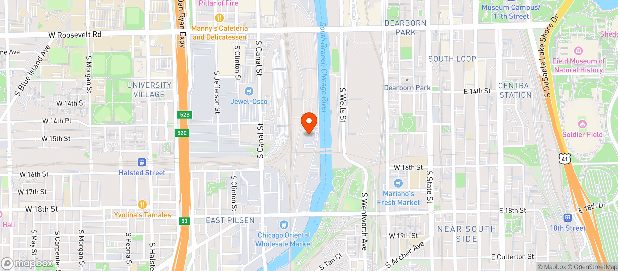 Map showing Amtrak