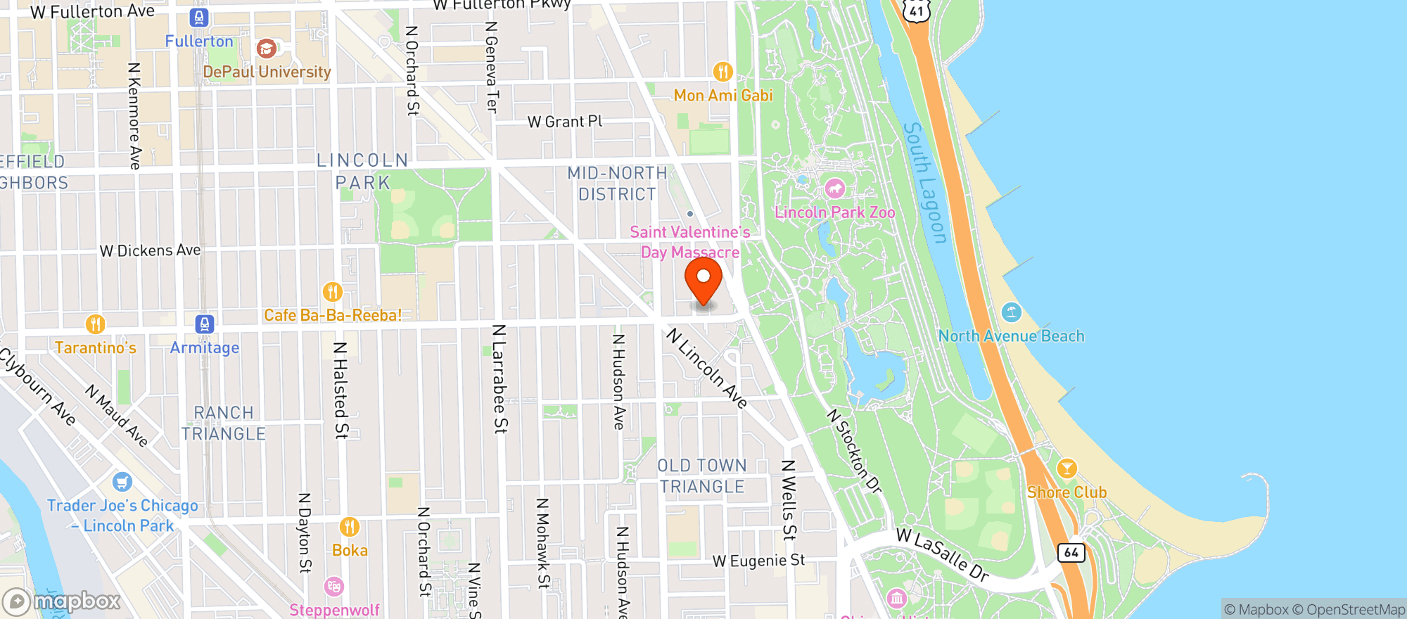 Map showing Park West Theater