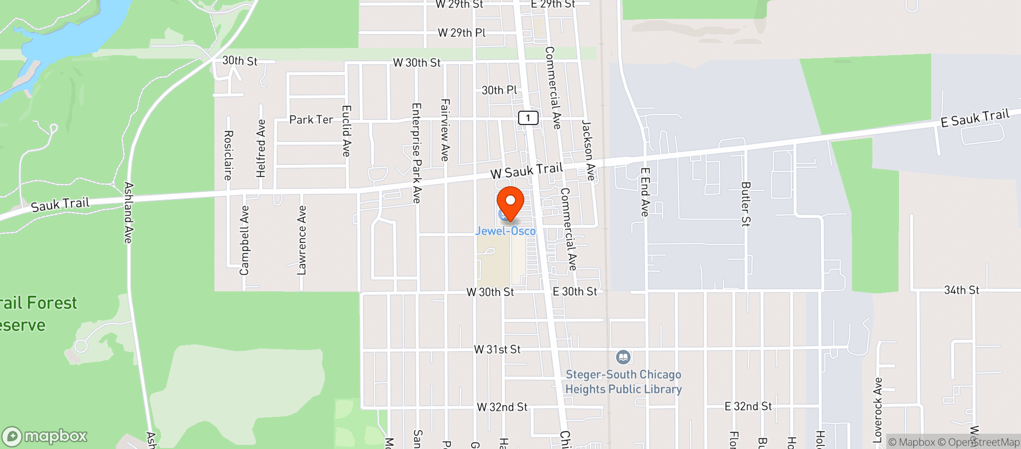 Map showing Osco Drug #3167