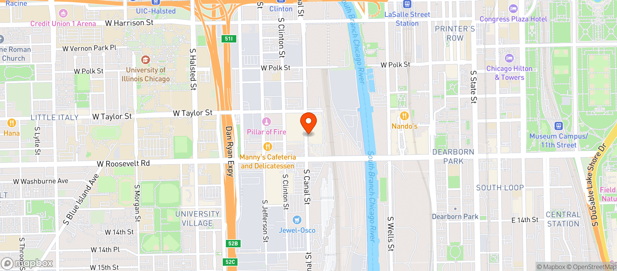 Map showing Whole Foods Market - South Loop