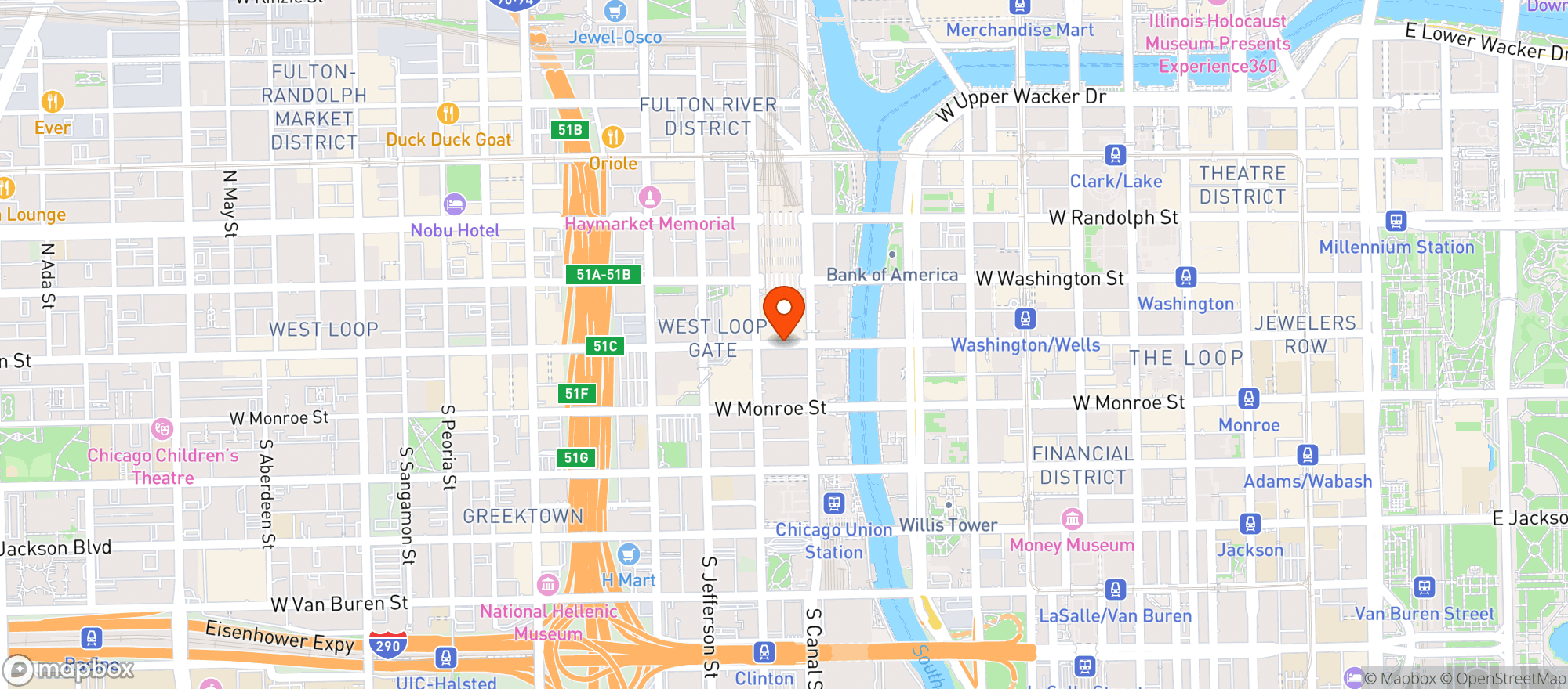Map showing Chicago News Room