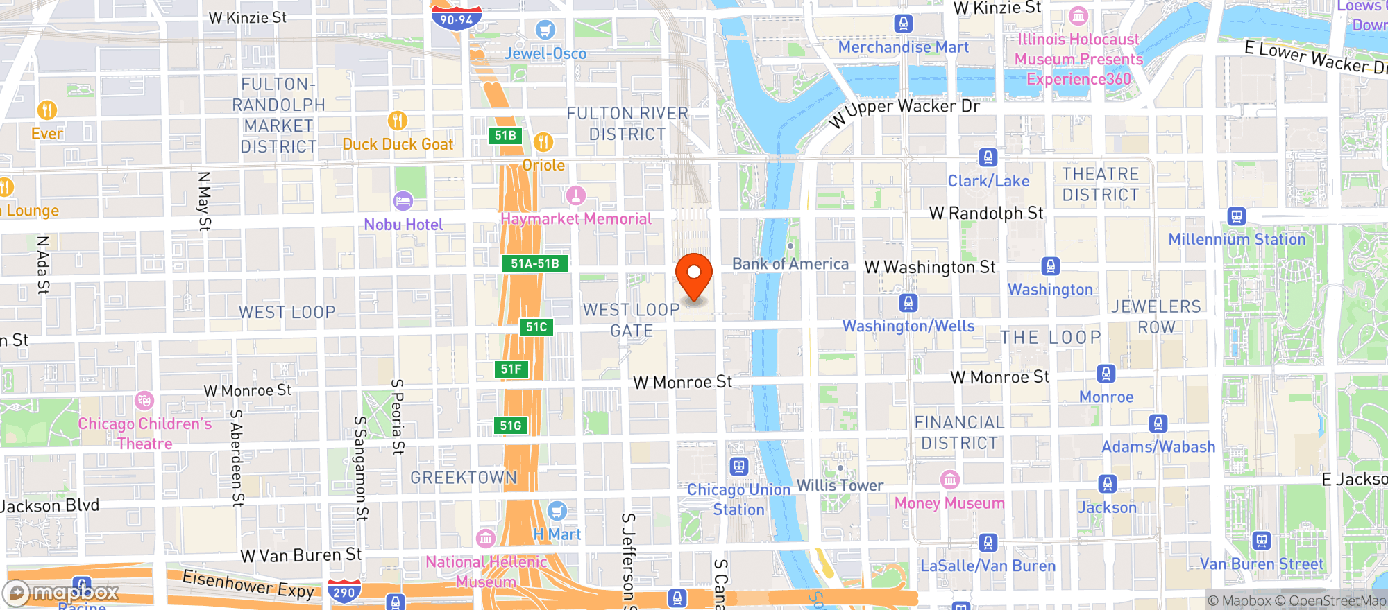 Map showing Accenture Tower Lounge