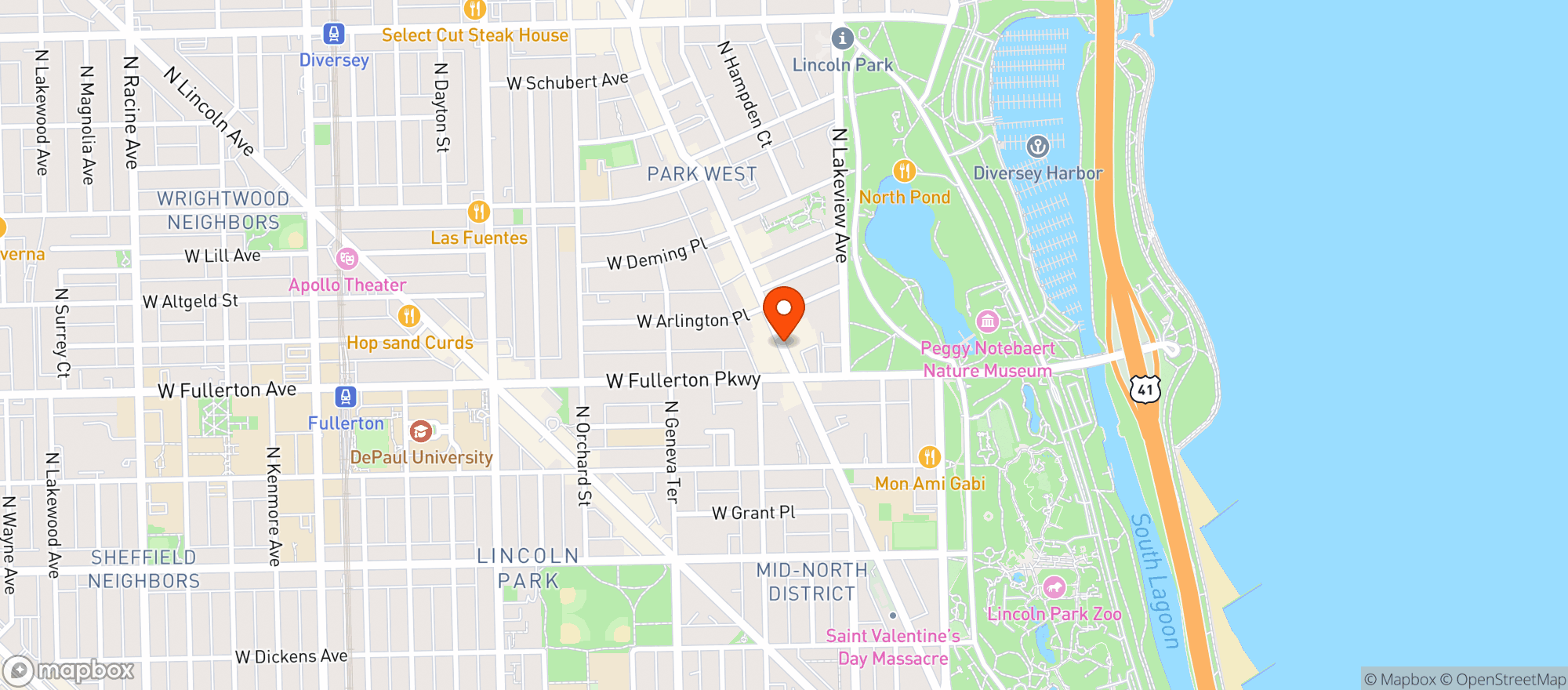 Map showing Lincoln Park Food & Liquor
