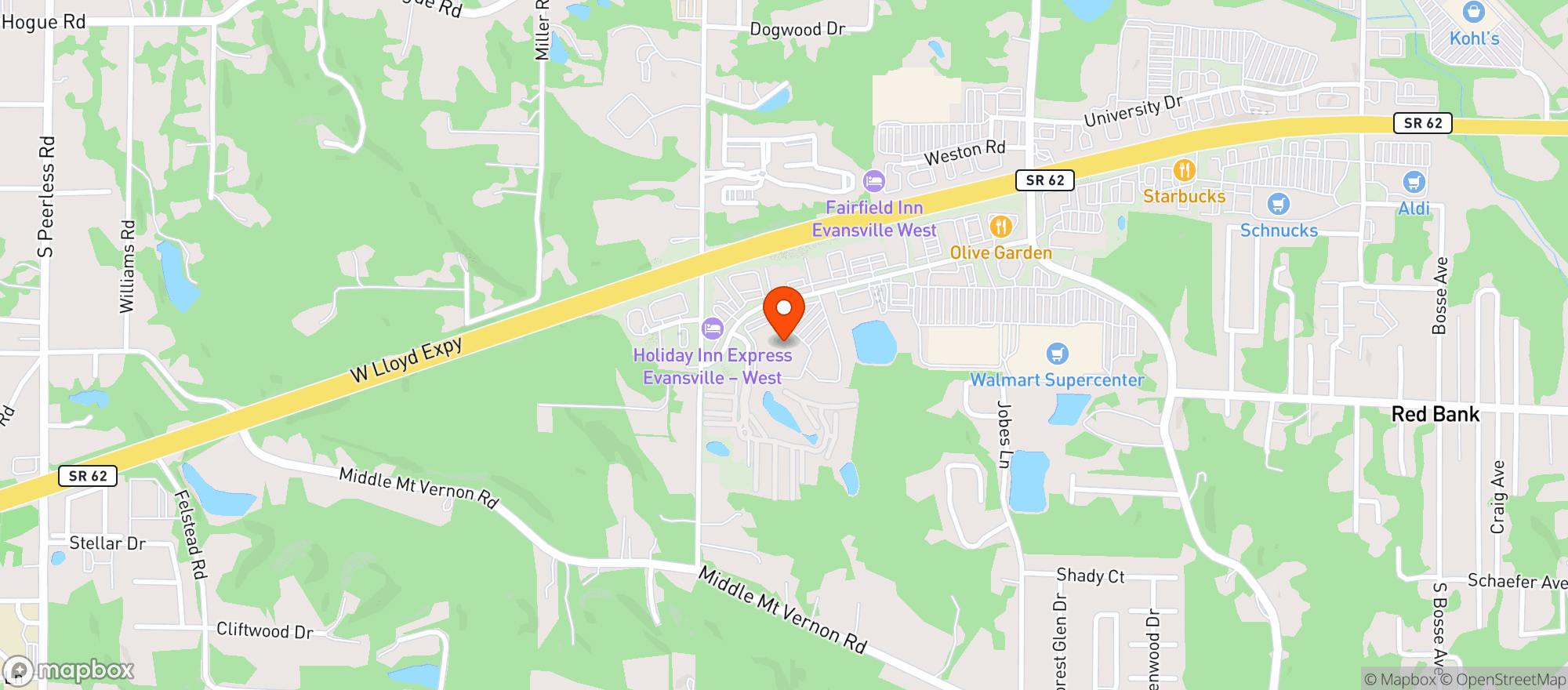 Map showing Amc Theatres Evansville #6261