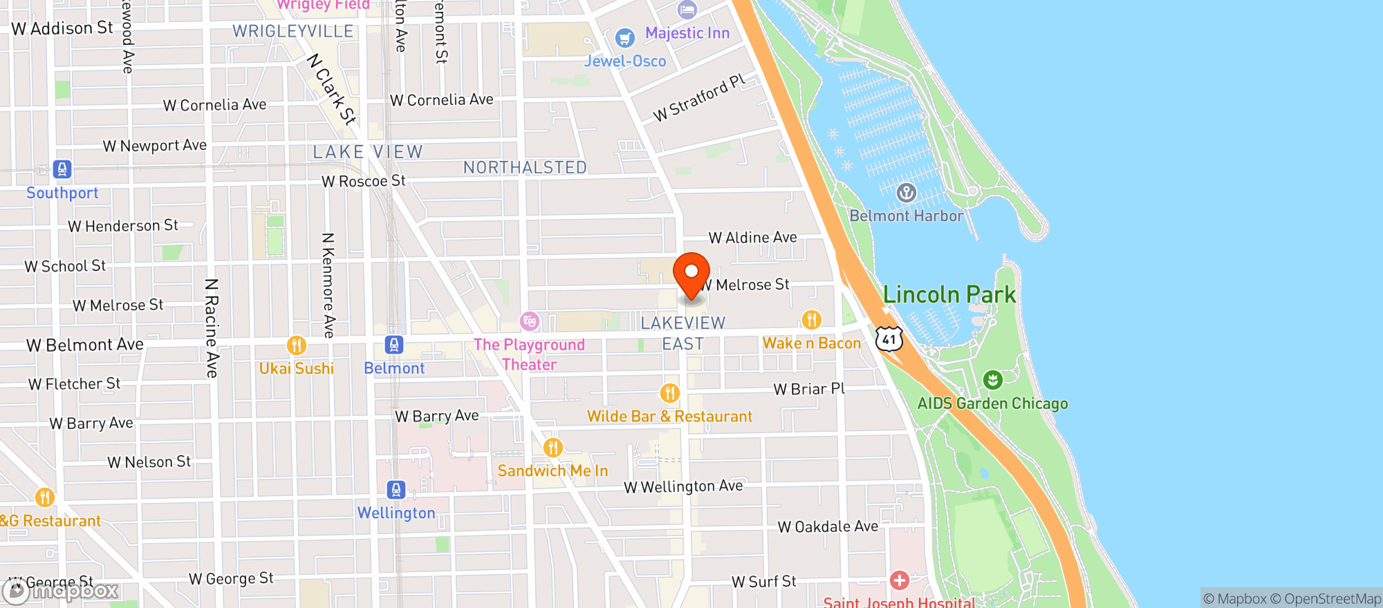 Map showing Lakeview Beer Wine Spirits