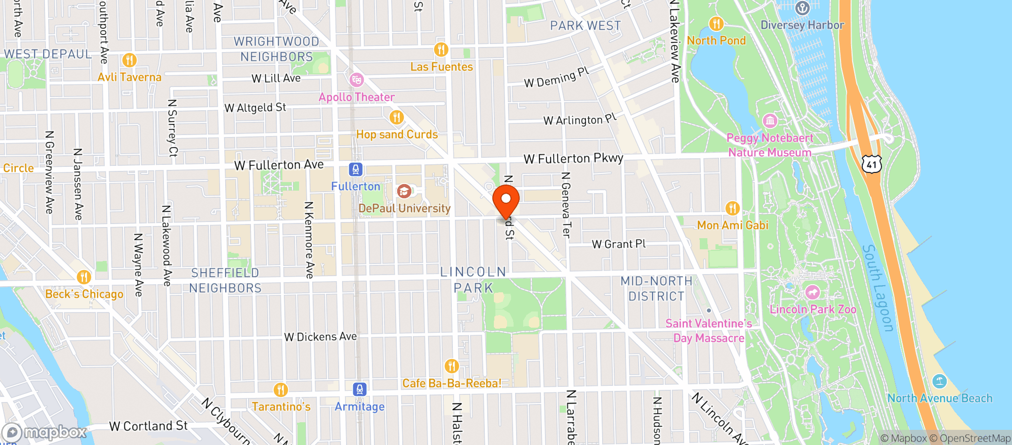 Map showing Buzzed Bakery