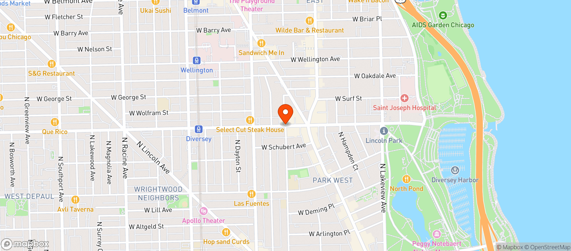 Map showing Half Shell Restaurant