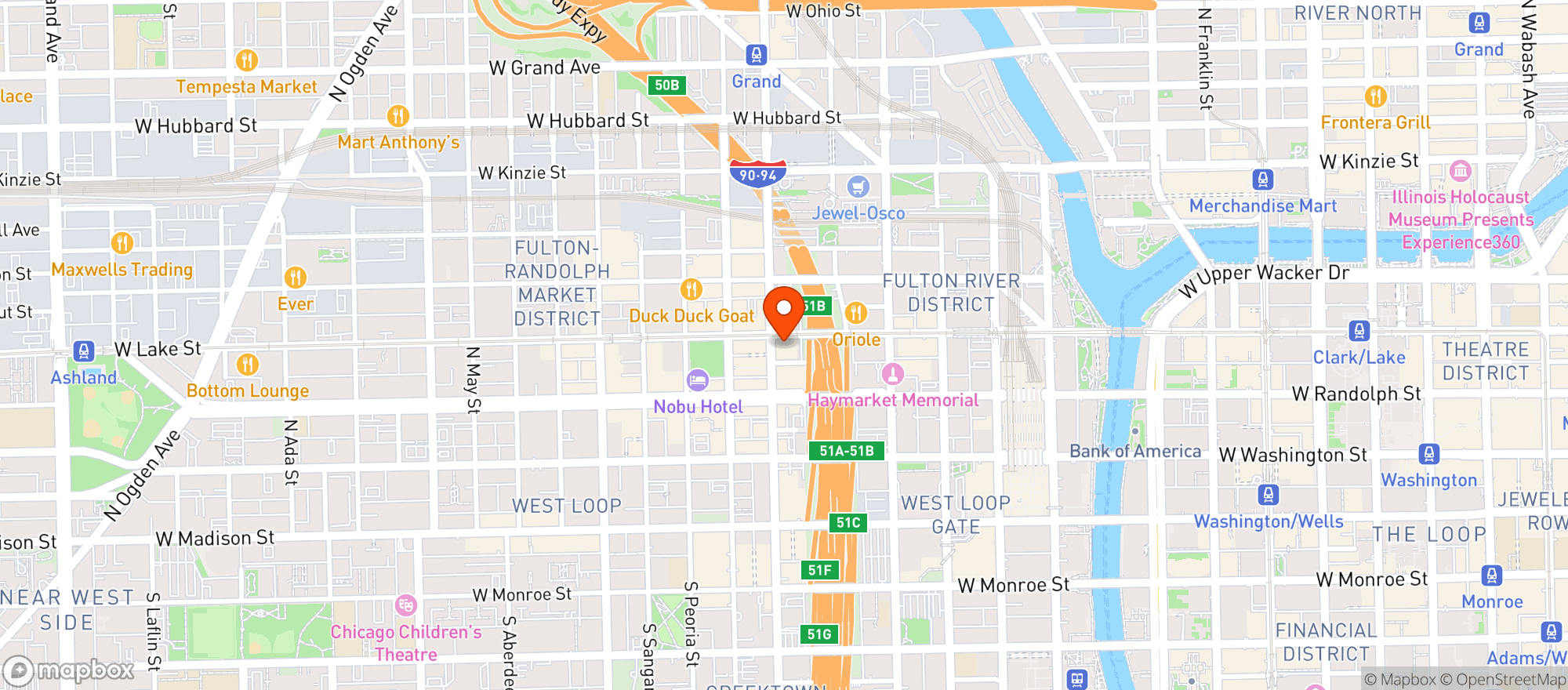 Map showing West Loop Liquor