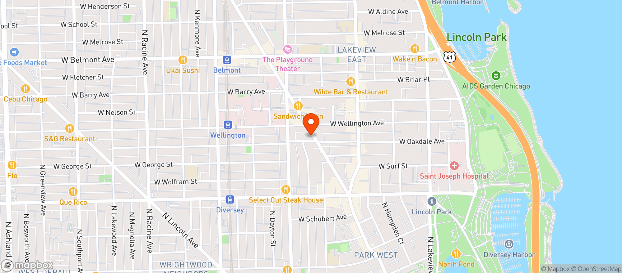 Map showing Jake S Pub