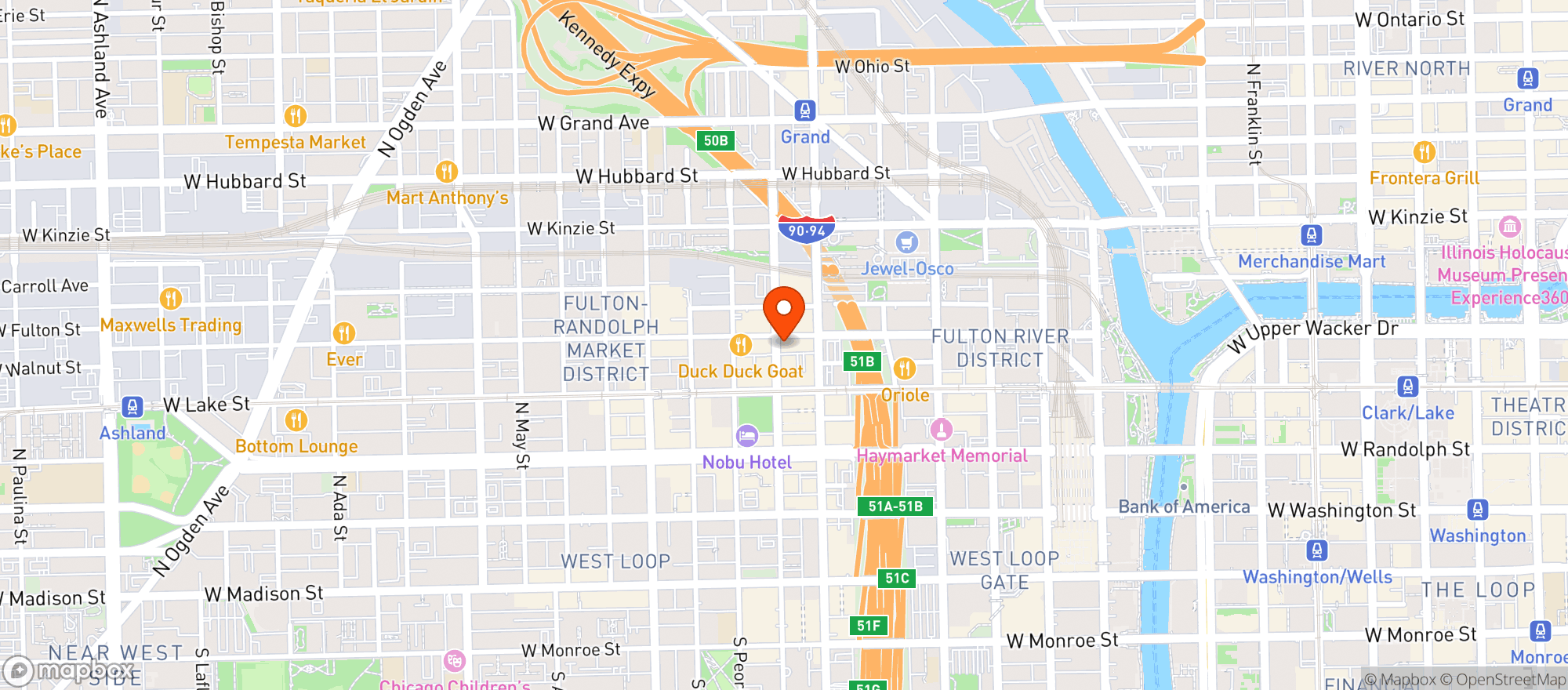 Map showing PUBLICAN QUALITY MEATS