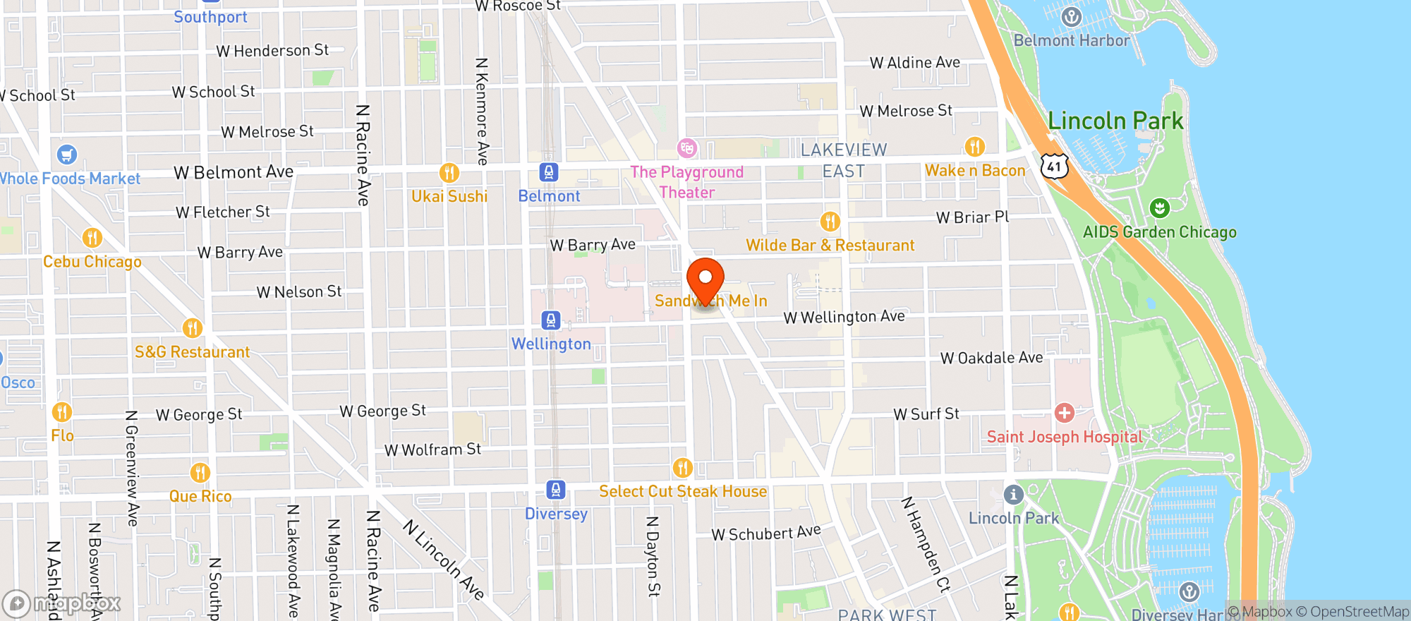 Map showing Binnys Beverage Depot