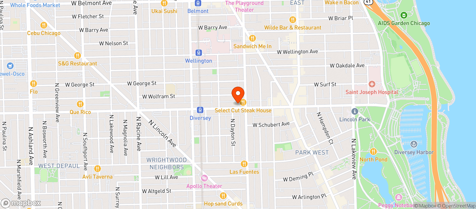 Map showing Clover Lincoln Park
