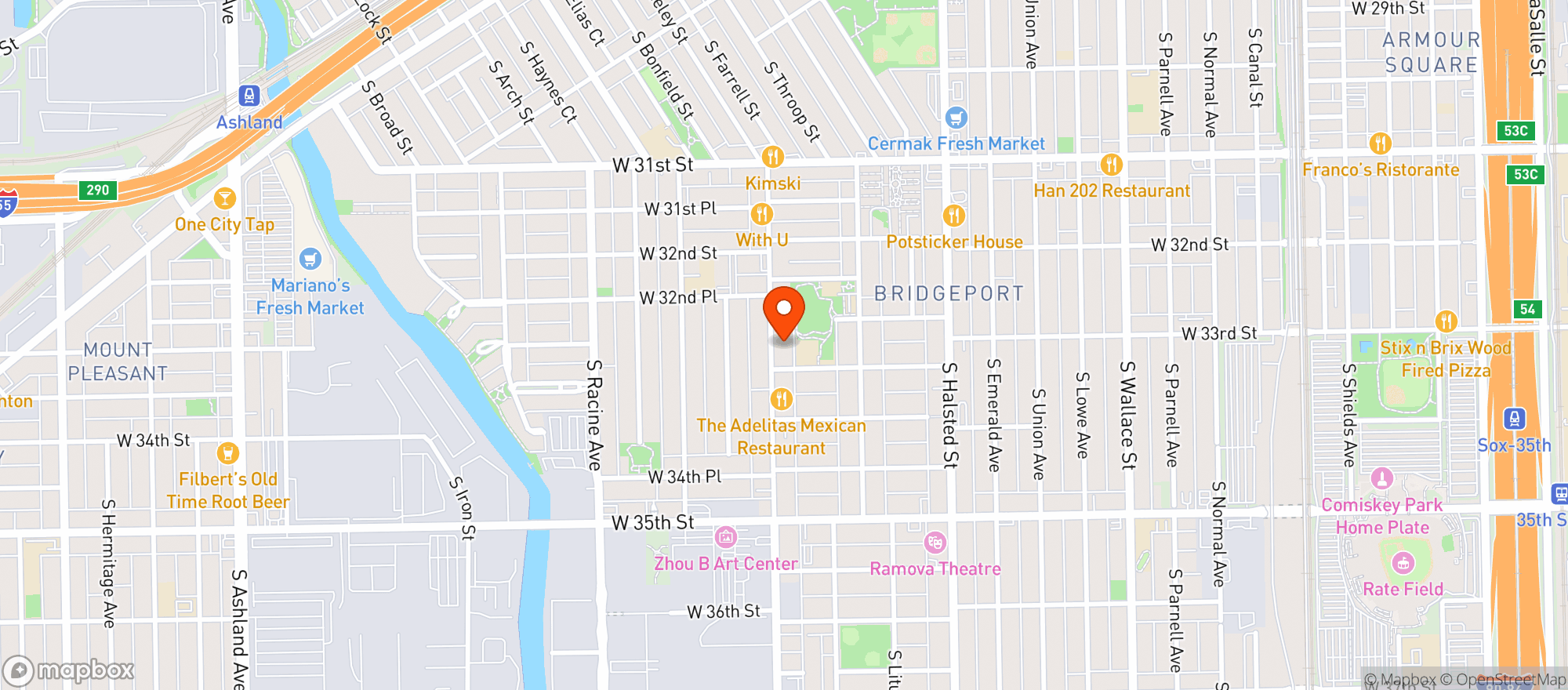 Map showing Charis Listening Bar
