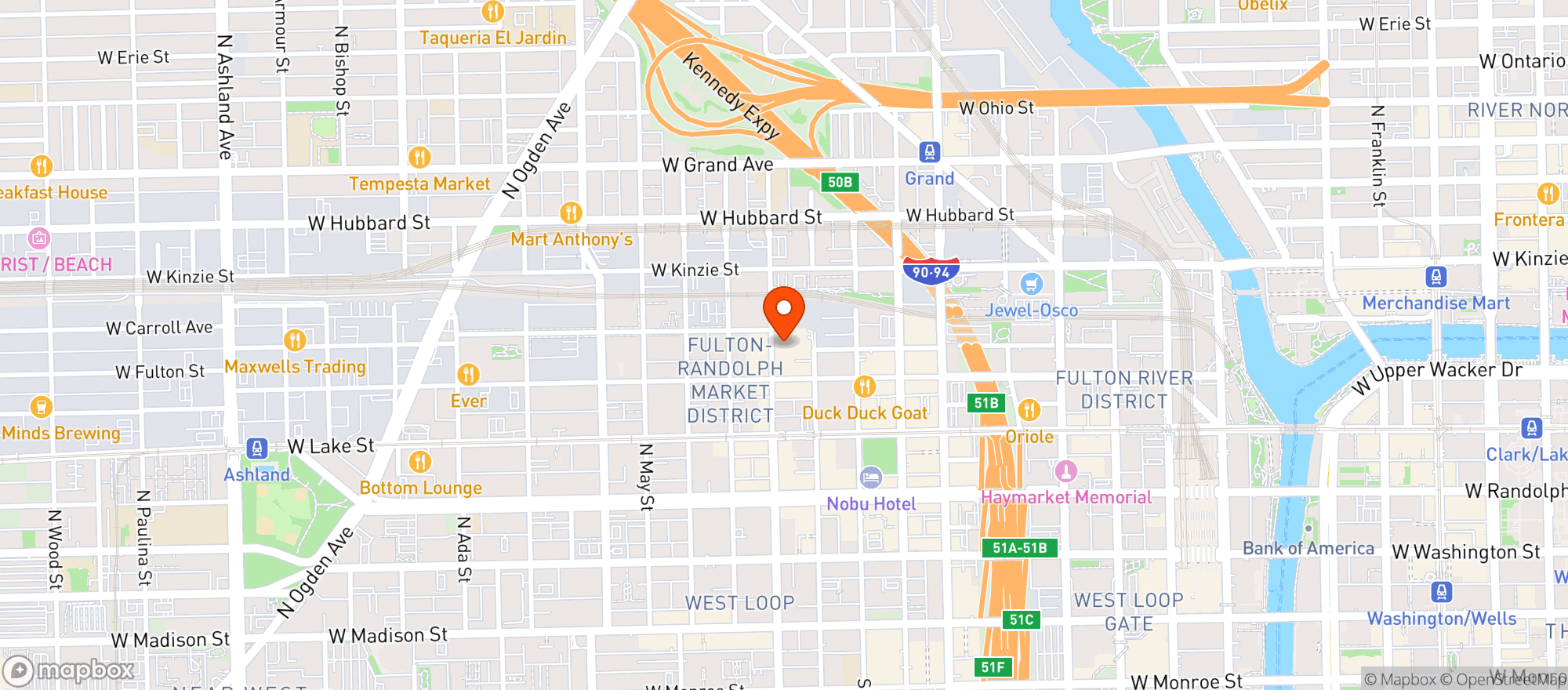 Map showing Ace Hotel Chicago
