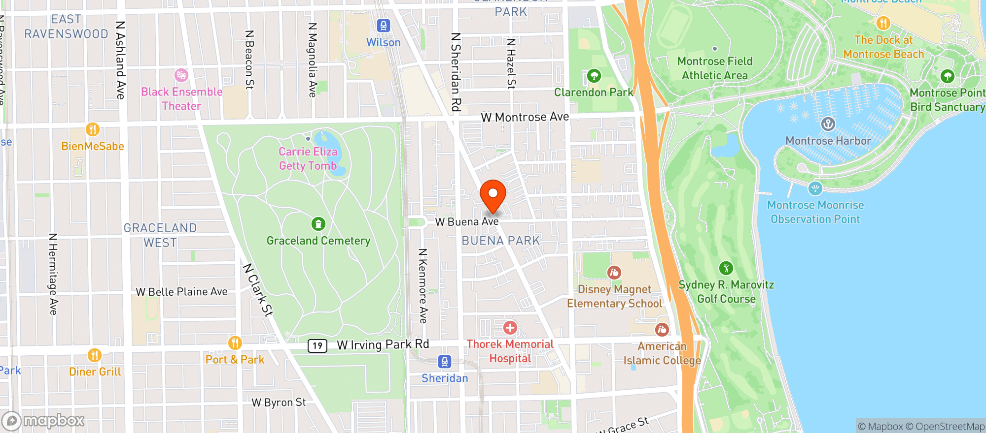 Map showing The Bar On Buena
