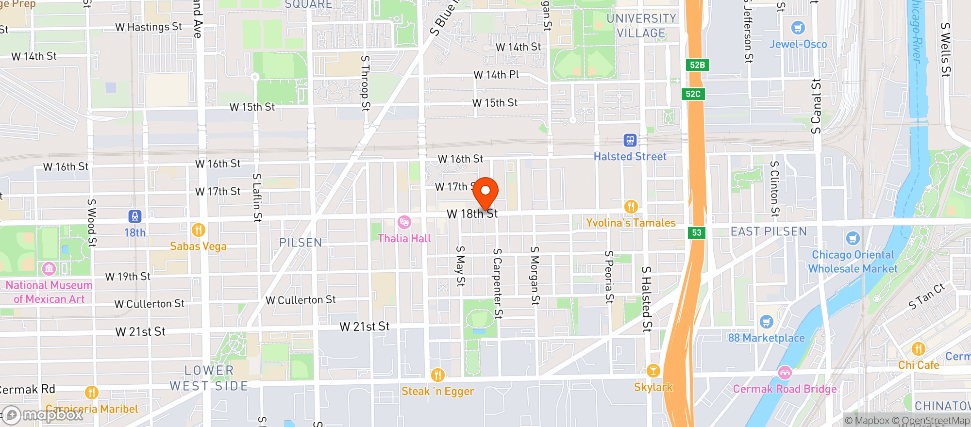 Map showing Senoritas Cantina