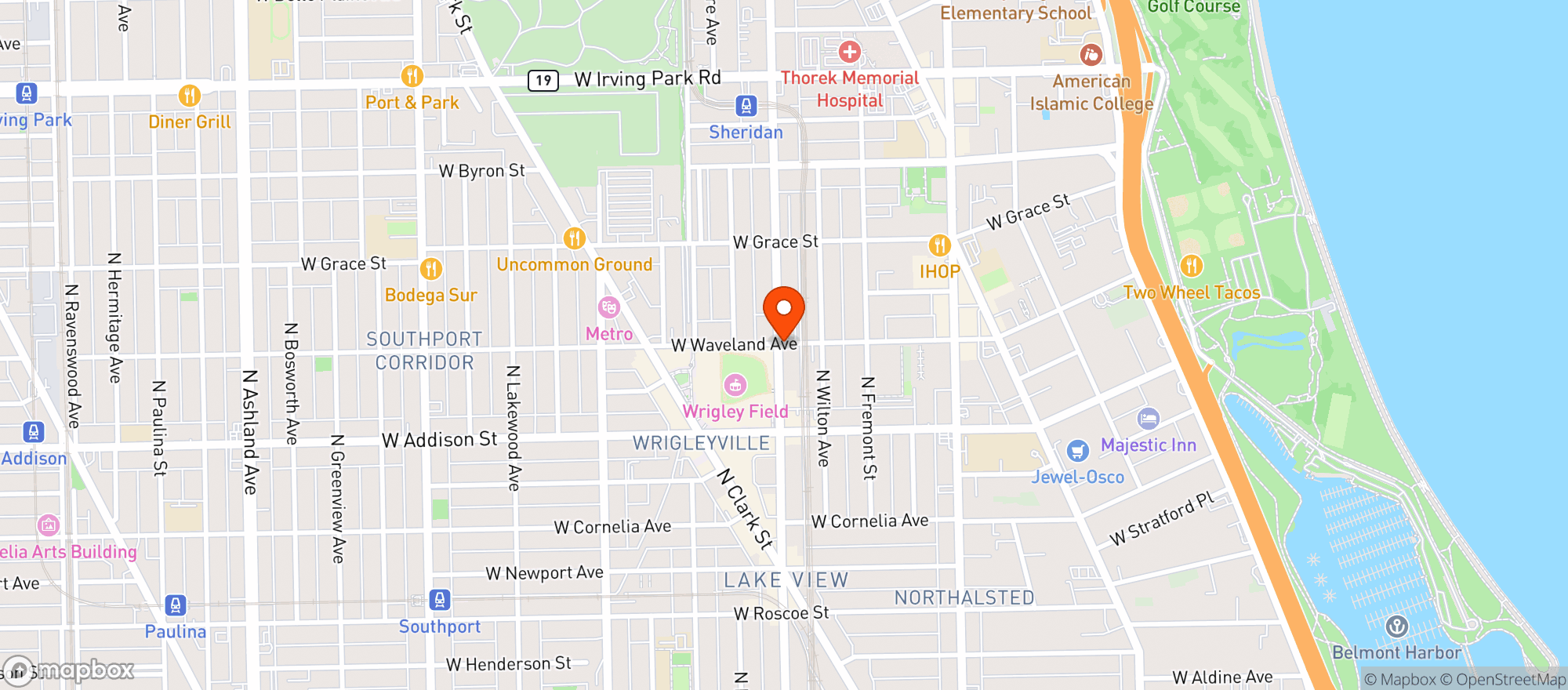 Map showing Murphy's Bleachers