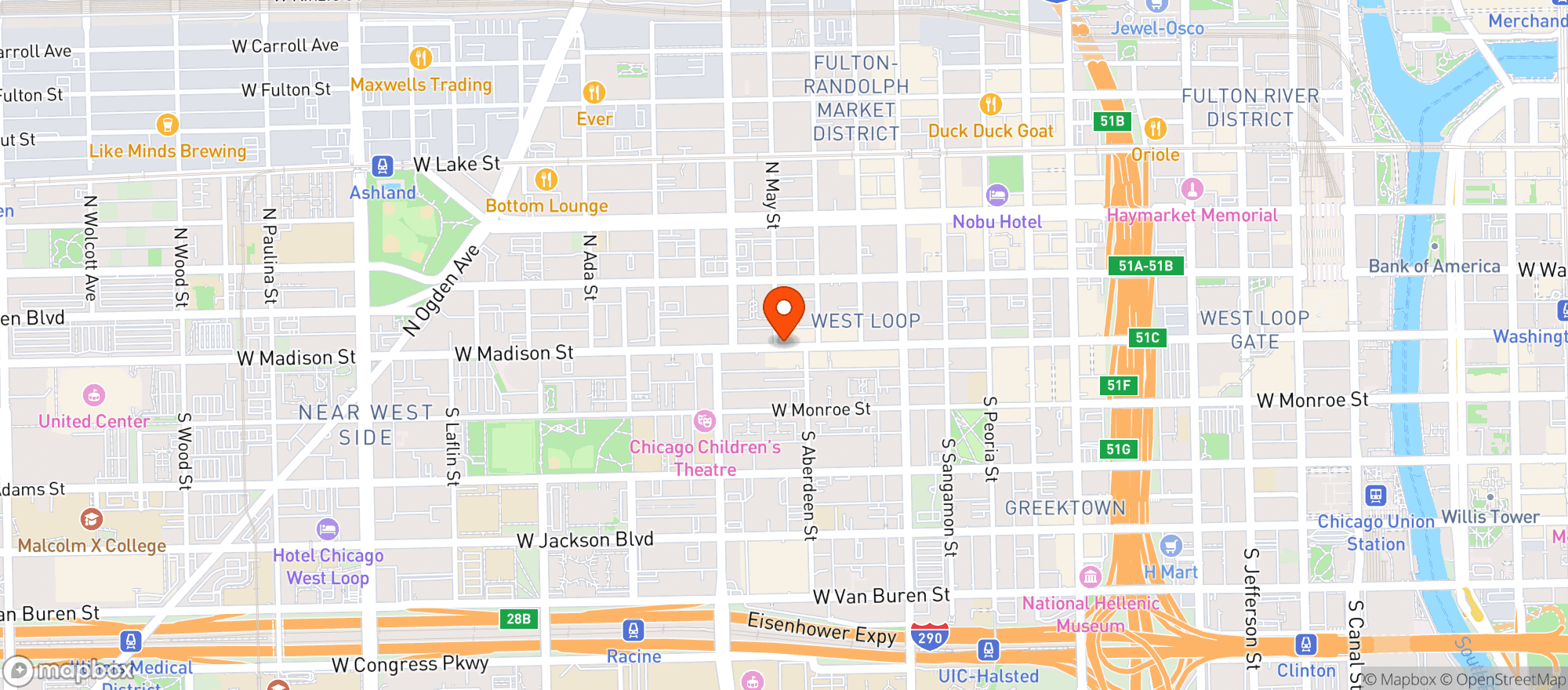 Map showing The Crossroads Bar & Grill