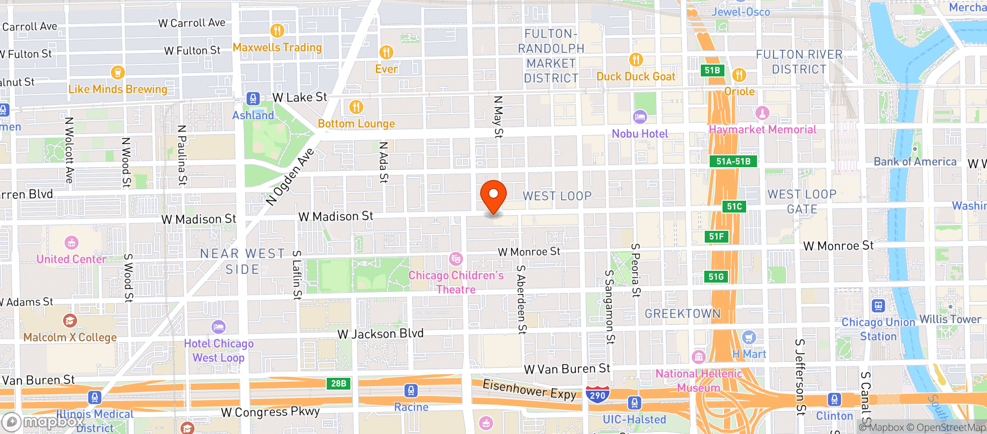 Map showing Third Rail Tavern