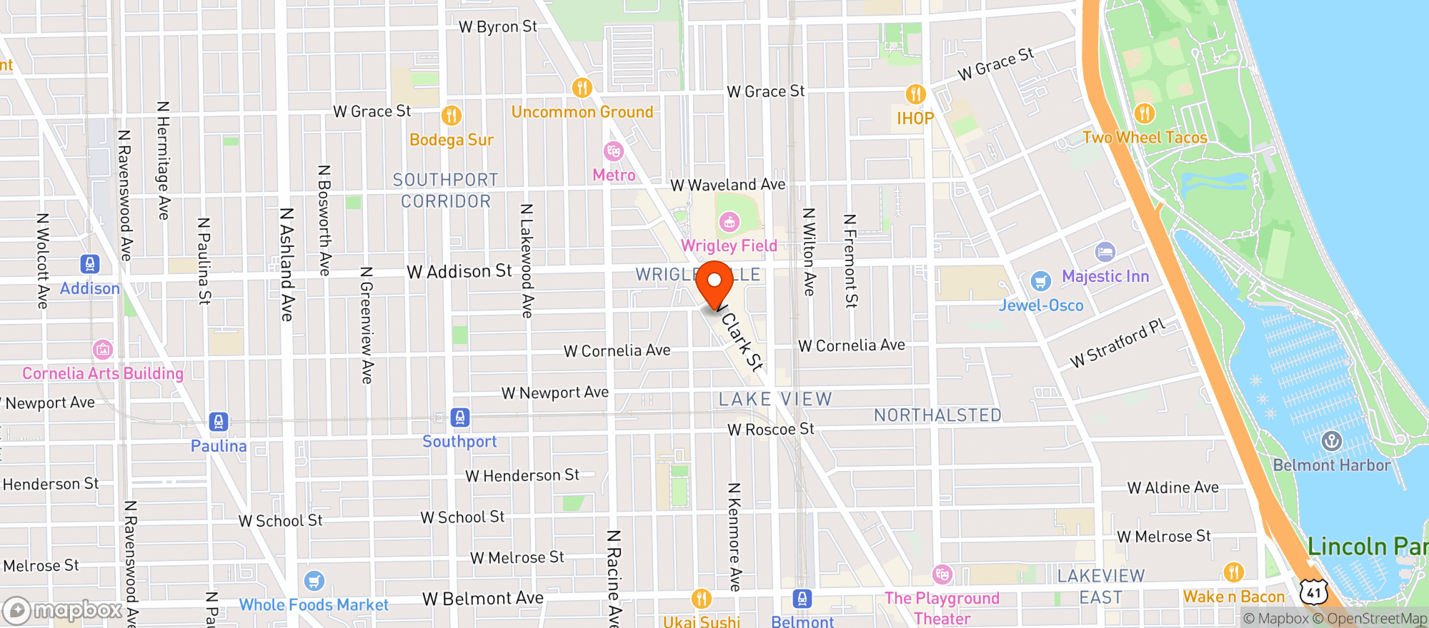 Map showing Sunnyside* Wrigleyville/Lakeview