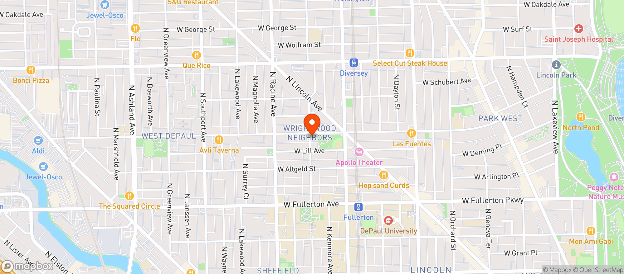 Map showing Tapster Lincoln Park