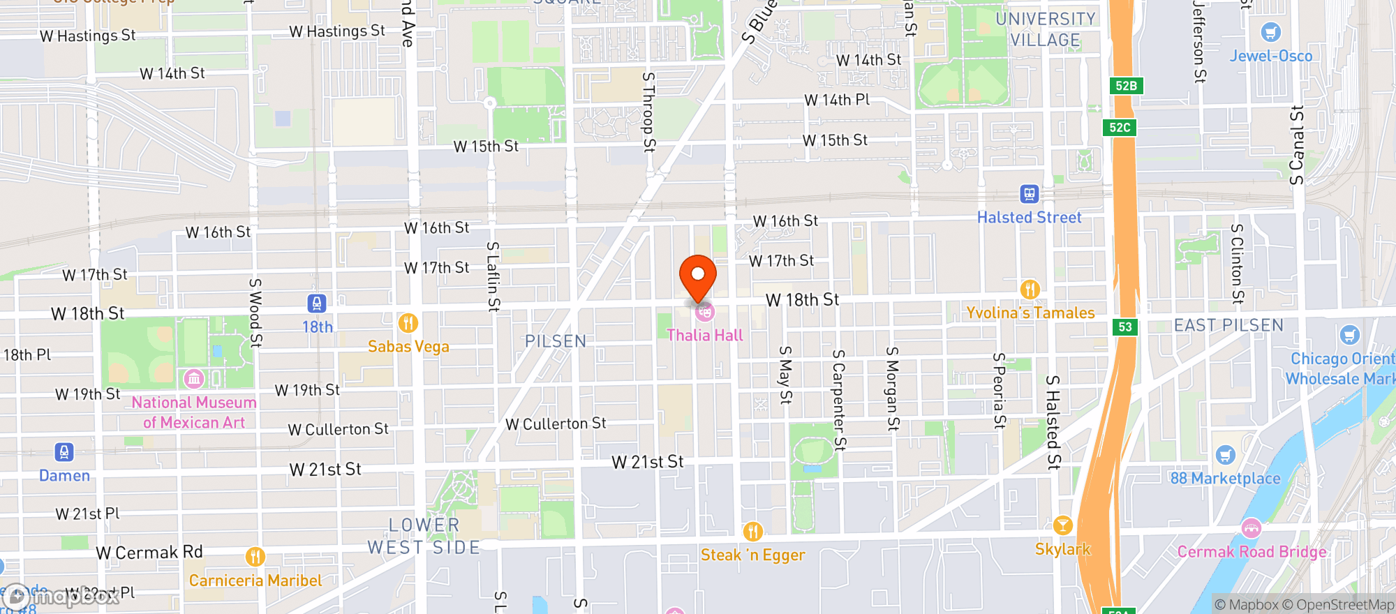 Map showing Thalia Hall