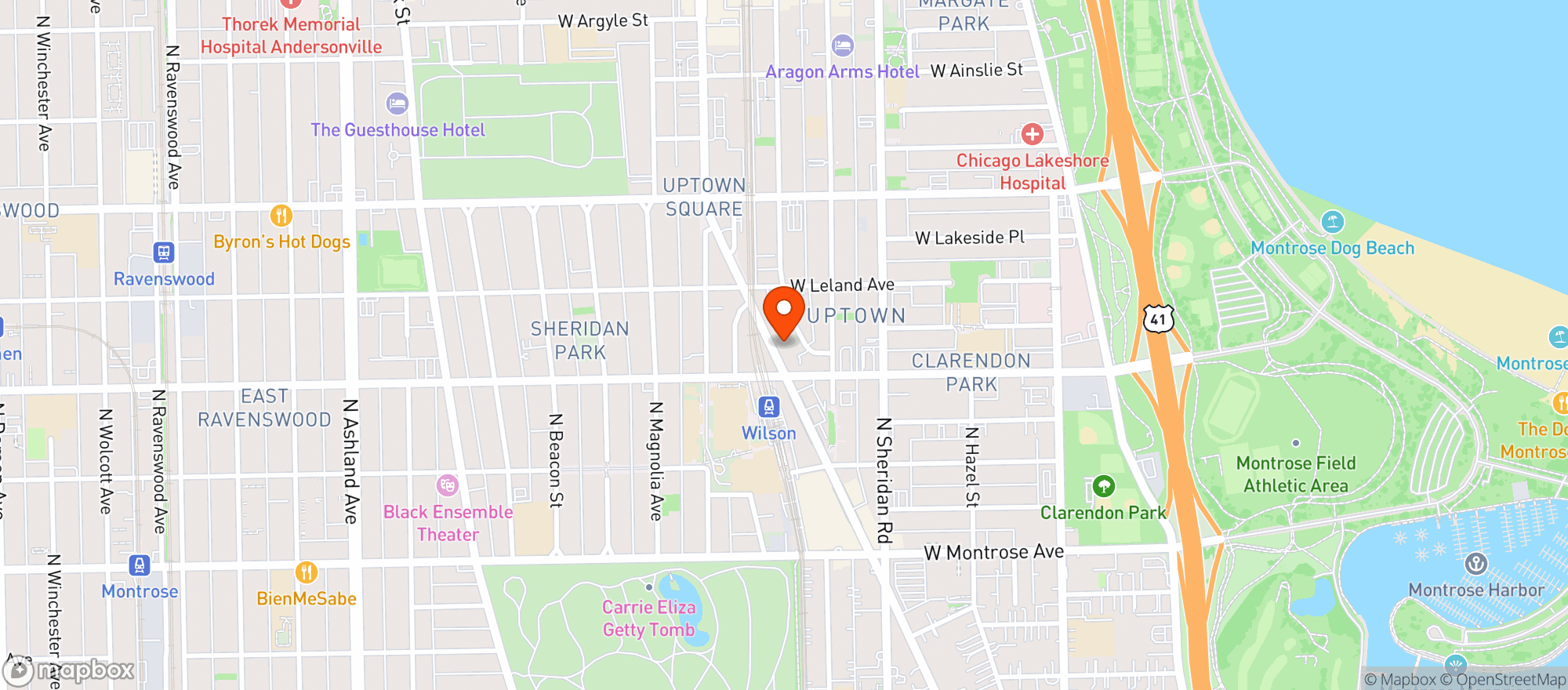 Map showing Binny's Uptown