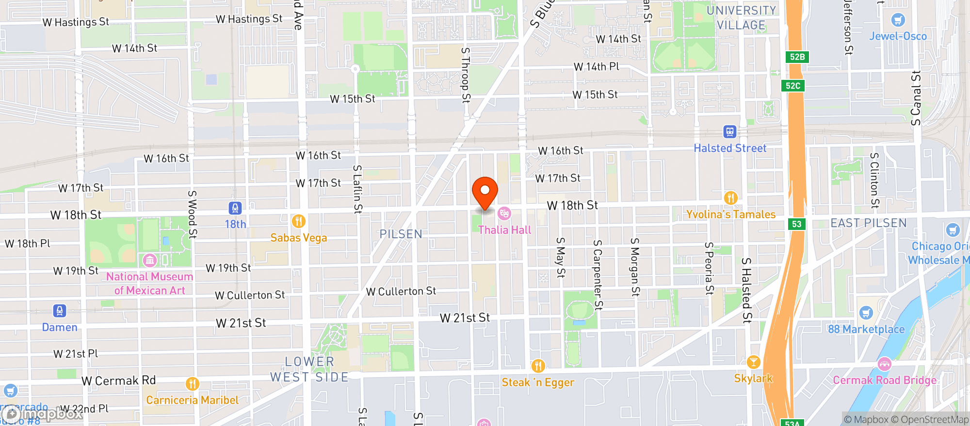 Map showing Green Room Tap