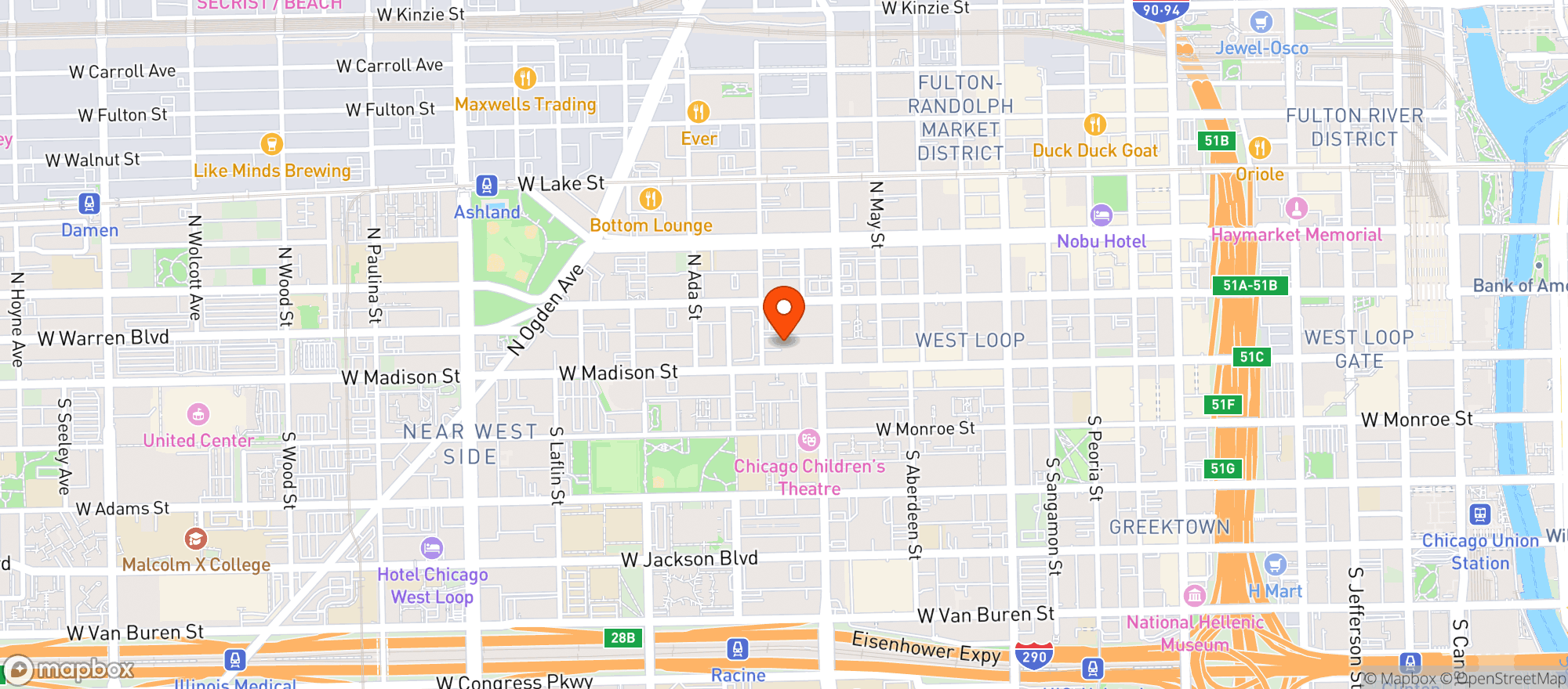 Map showing West Loop Market
