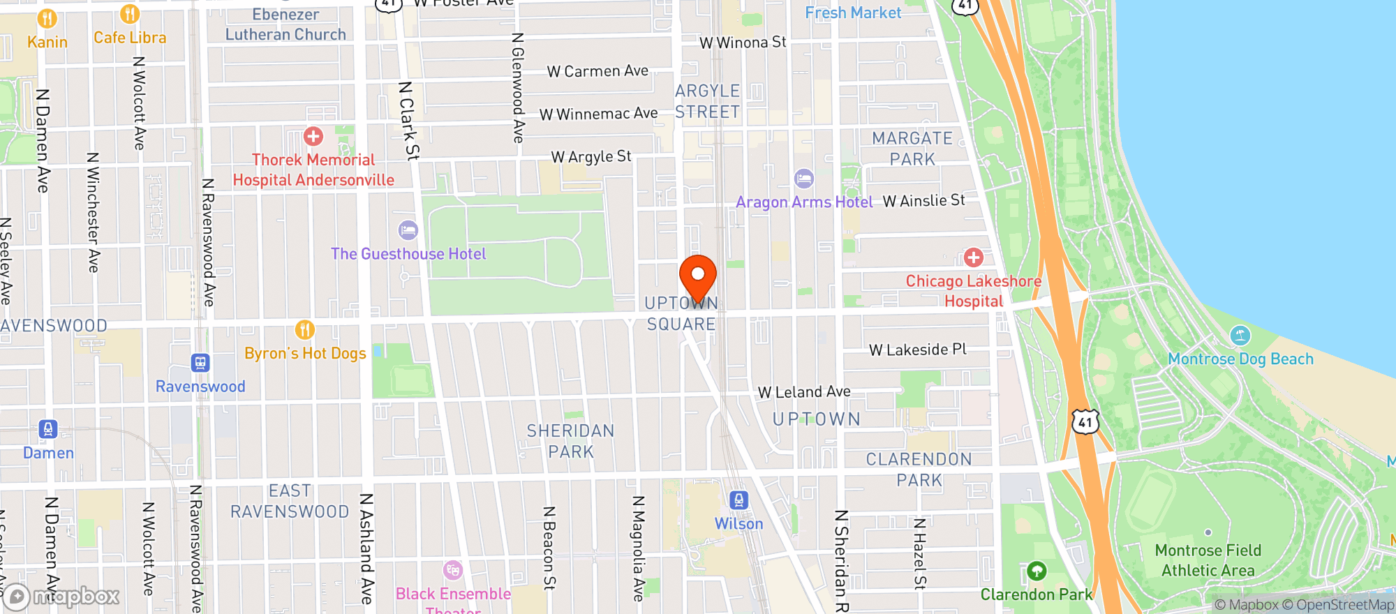 Map showing Uptown Lounge