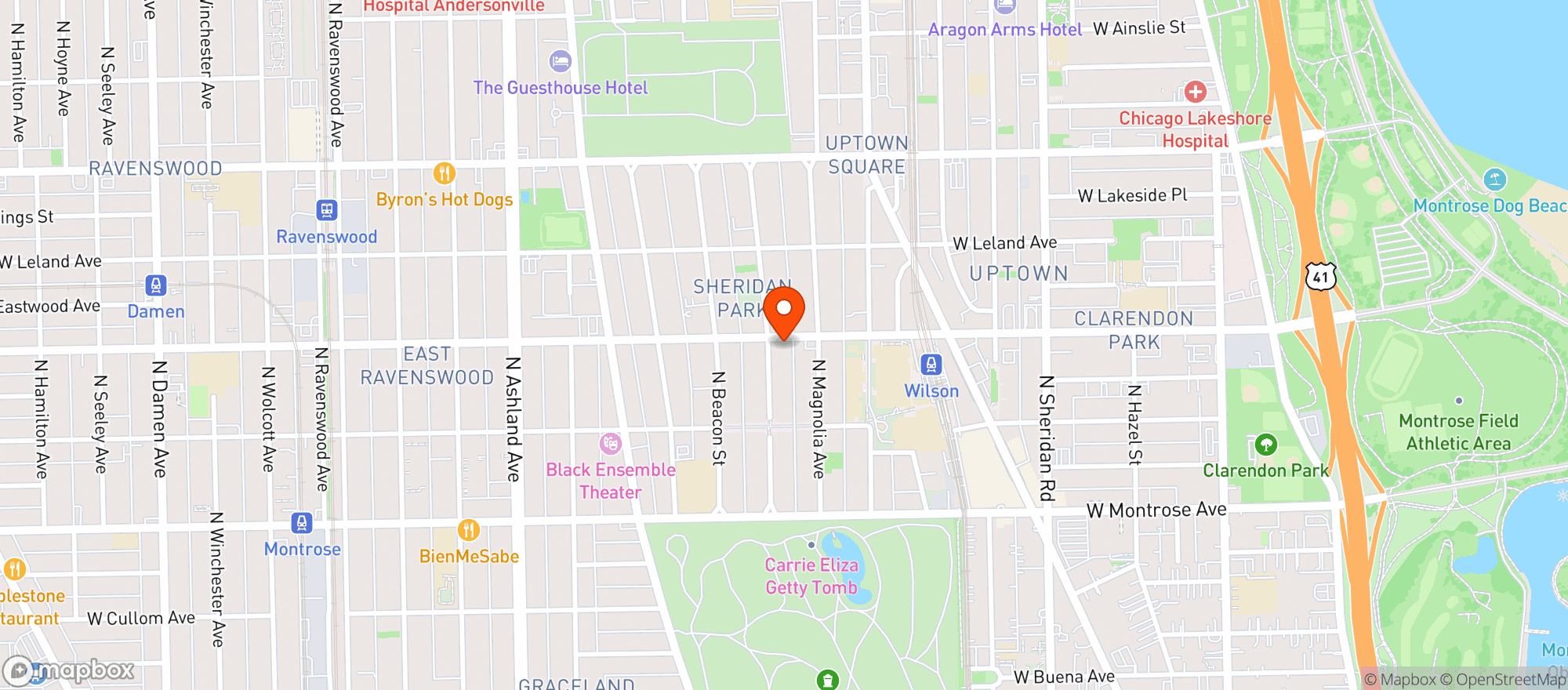 Map showing UPTOWN TAPROOM